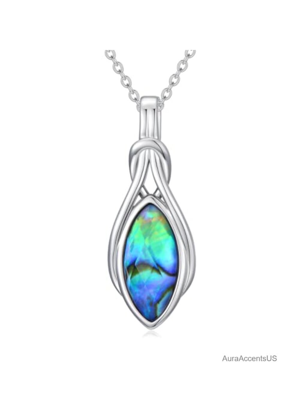 18k White Gold Plated Teardrop Pendant Necklace
